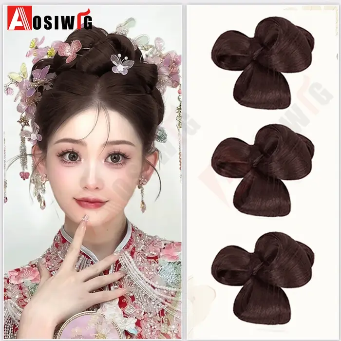 Perruque de chignon synthétique de coiffure de mariée