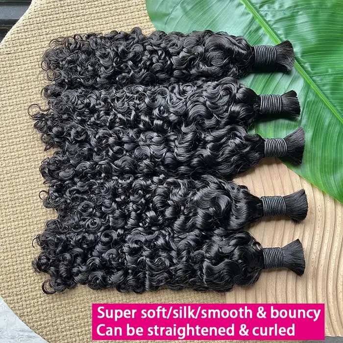 Cheveux humains en vrac bruts pour tresser en gros birmans bouclés Boho tresses Extensions de cheveu