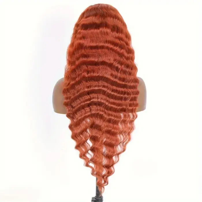 Perruques de cheveux humains au gingembre vague profonde 13X6 30 pouces Hd dentelle frontale perruqu