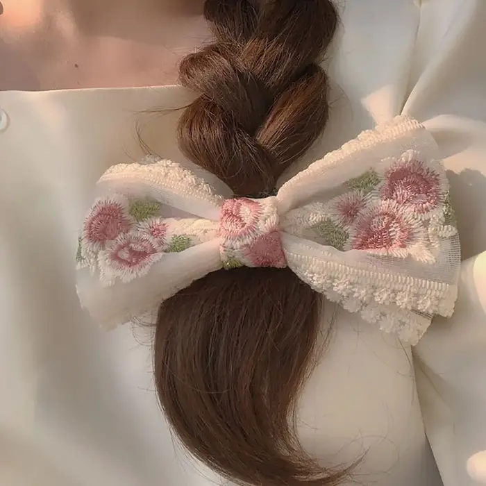 Pince à cheveux avec nœud en dentelle pour femmes et filles