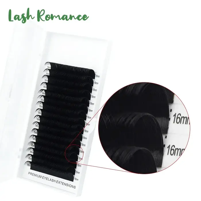Lash Romance 16 rangées Volume russe Extensions de cils beauté naturel coréen PBT soie vison cils in