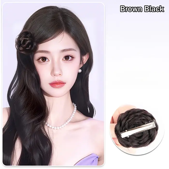 Chignon synthétique avec pince bec de canard, accessoires capillaires, chignon latéral rose, pack co