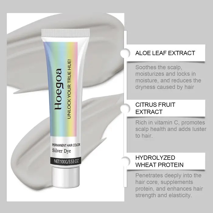 HOEGOA couleur grise mode charme teinture pour cheveux alimentation en profondeur effet Stable longue durée formule