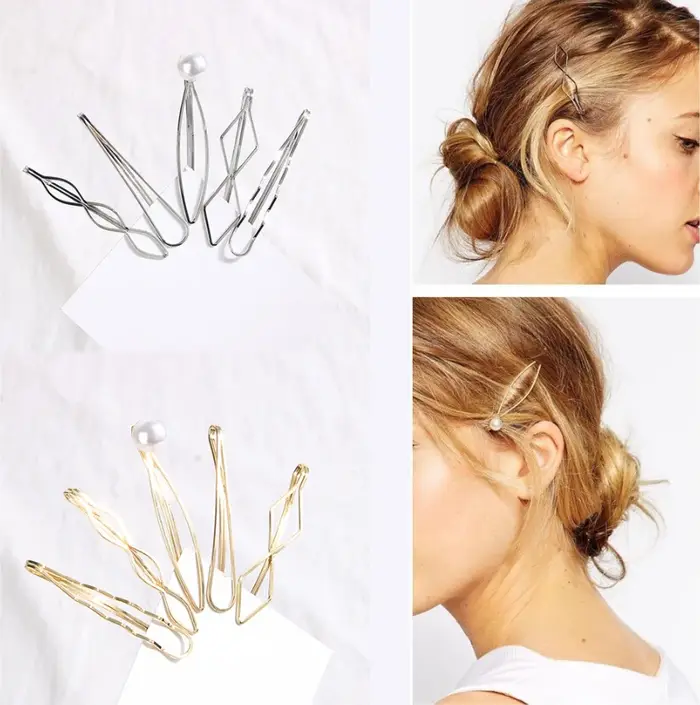 6 pièces/ensemble épingles à cheveux noires ondulées