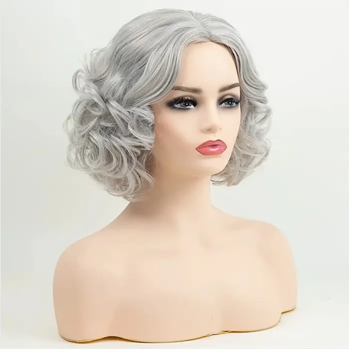 HAIRJOY Perruques synthétiques grises pour femmes âgées