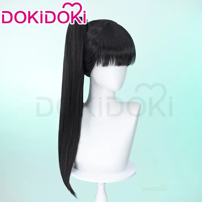 DokiDoki-Perruque cosplay noire pour femme