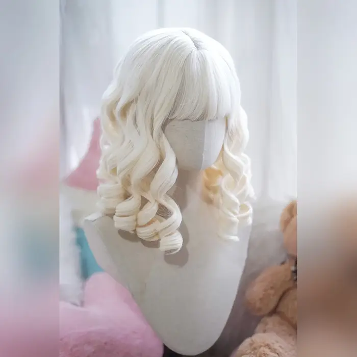 Perruque synthétique Deep Wave style lolita Rose Net de 16 pouces, perruque synthétique victorienne/