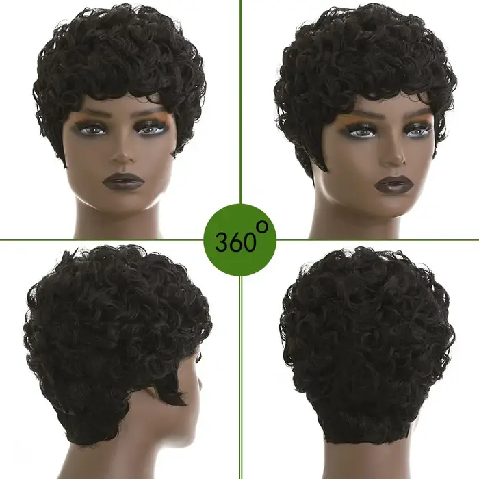 Perruques courtes coupe lutin pour femmes noires cheveux synthétiques Afro perruque