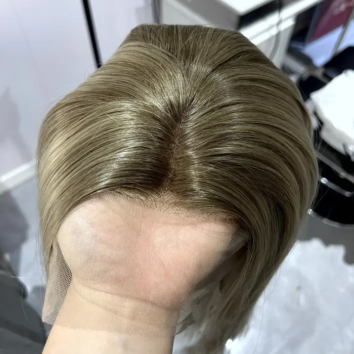 Perruque synthétique lisse longue blonde ombrée pour femmes