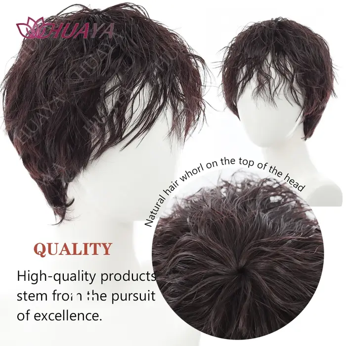 Perruque courte ondulée bouclée pour hommes, beau maïs, mode chaude, fibre synthétique, soie haute température, couverture complète de la tête