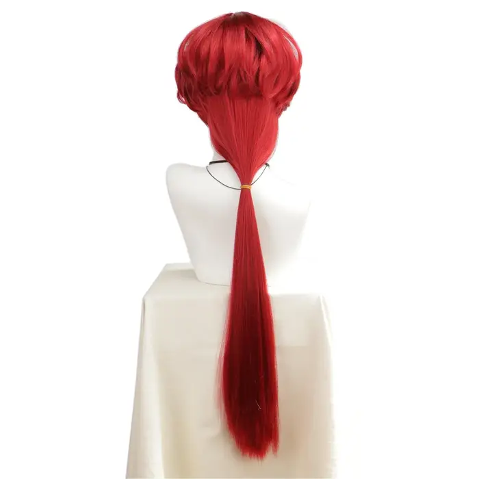 Perruque synthétique longue et lisse rouge pour femmes