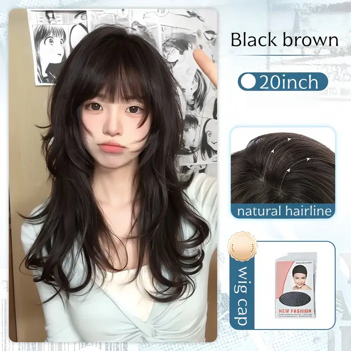 Perruque de Cosplay avec frange, cheveux bouclés pour femmes, coiffure de style japonais, perruques