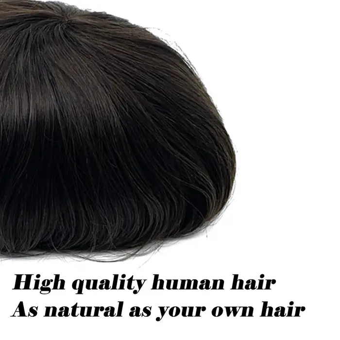 Toupet hommes capillaire prothèse perruque homme 0.06mm peau complète réel cheveux humains perruques courtes morceau