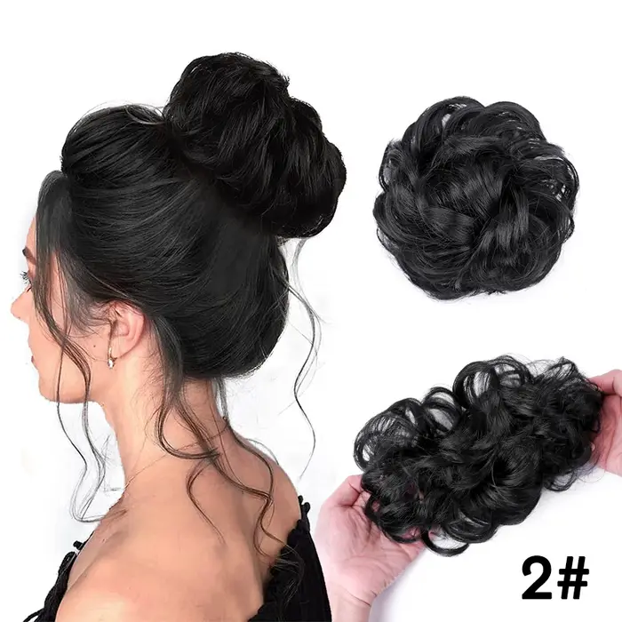 Chignons synthétiques bouclés élastiques, Extensions capillaires chouchoues, queue de cheval, chigno