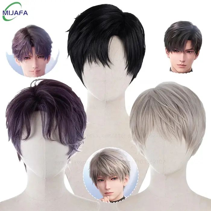 Haute qualité amour et espace profond Rafayel Zayne Xavier Cosplay perruque 30 cm cheveux courts Anime