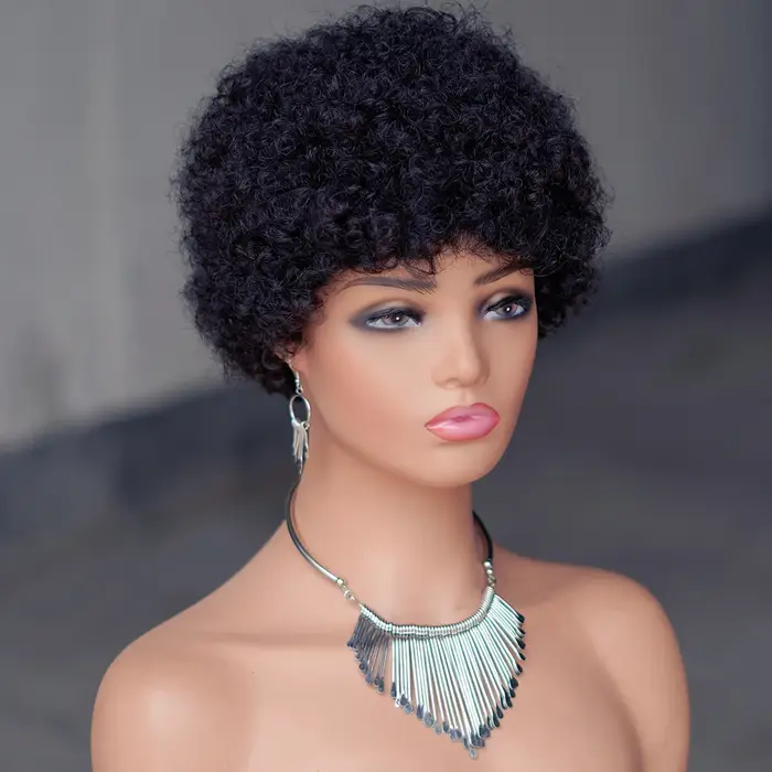 Perruque Afro crépue bouclée BOB couleur naturelle perruque cheveux humains prêt à porter 250% densi