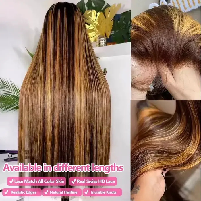 13x6 Ombre mettre en évidence dentelle avant perruques cheveux humains avec des cheveux de bébé 4/27