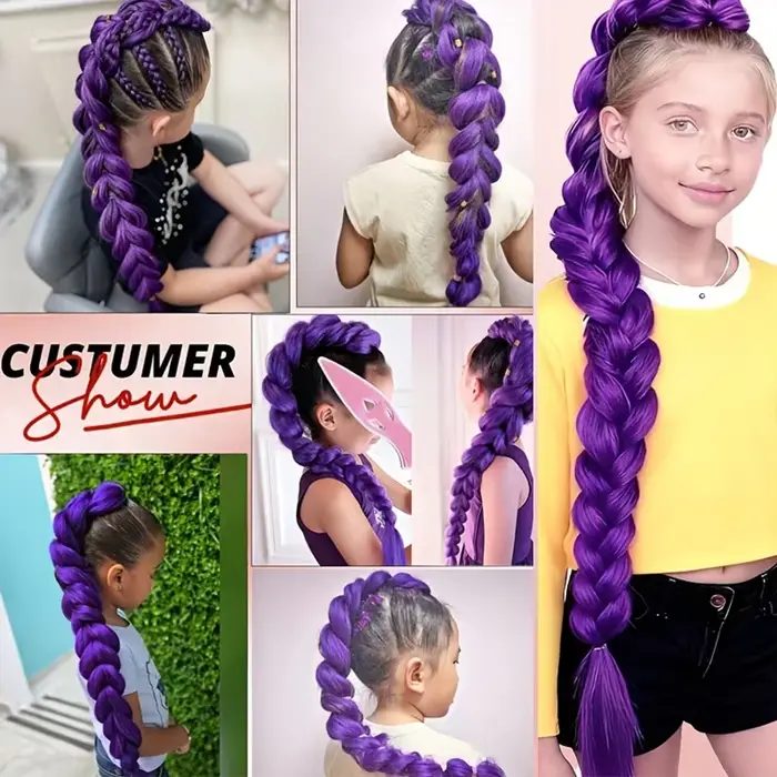 KPop Anime personnage Cosplay perruque violette pour enfants filles