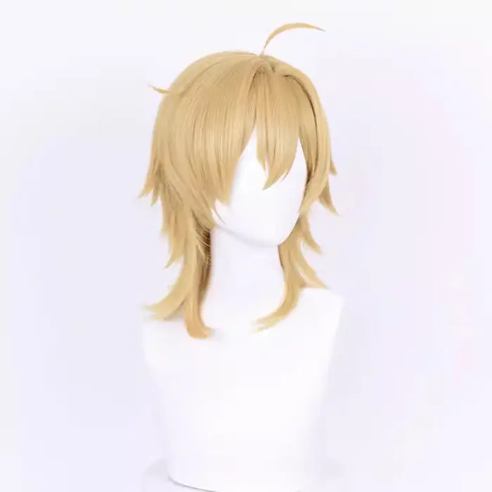 Perruque synthétique courte et lisse à tête de mulet Blonde avec frange, perruque moelleuse de jeu d