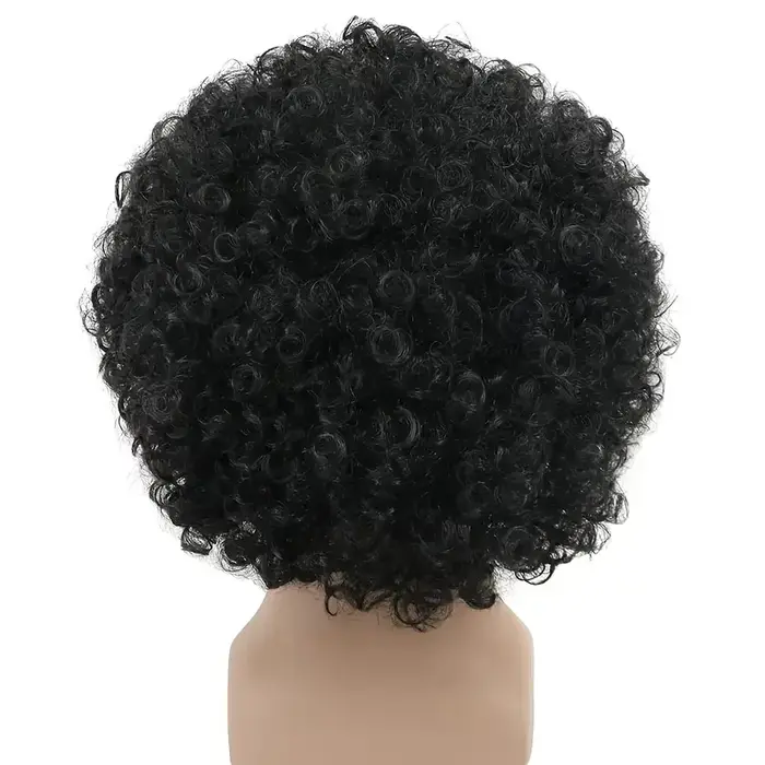 Perruque courte bouclée noire de style africain