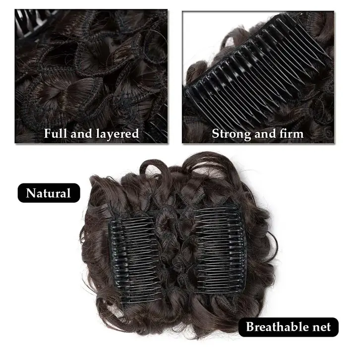 Extension de chignon synthétique courte et bouclée
