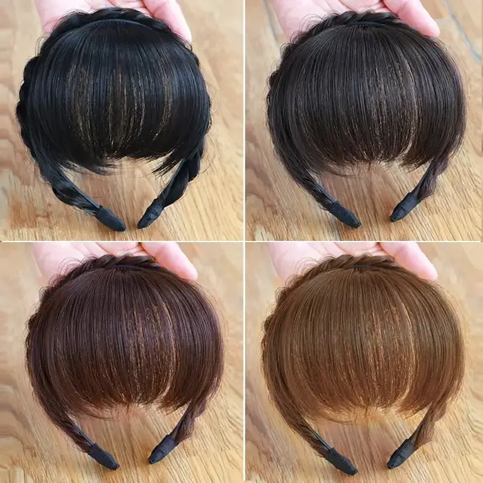 Bandeau à franges en cheveux synthétiques pour femme