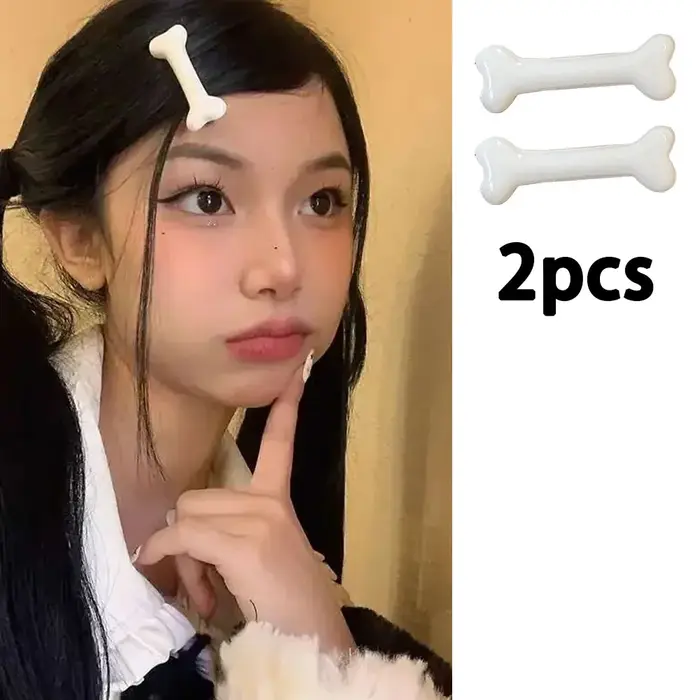 Pince à cheveux en os blanc, épingle à cheveux de dessin animé mignon Y2k, pince à Volume de cheveux