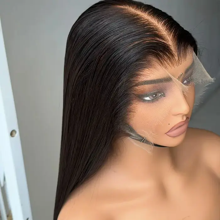 Perruques Lace Front Lisses en Cheveux Humains, Densité 250%, Perruque Frontale Complète 13x4, Dente