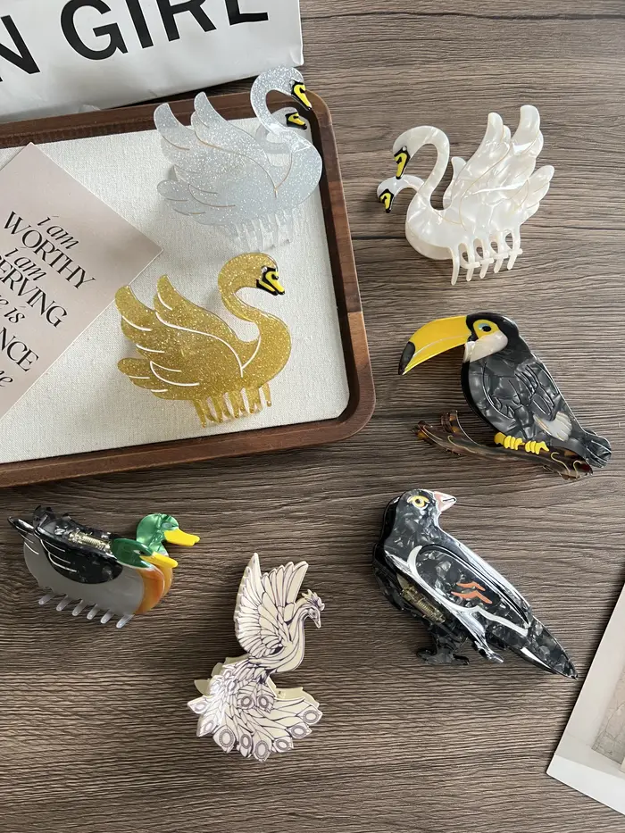 Pinces à cheveux à griffes d'oiseau. Style familial d'été unique et décontracté. Acétate