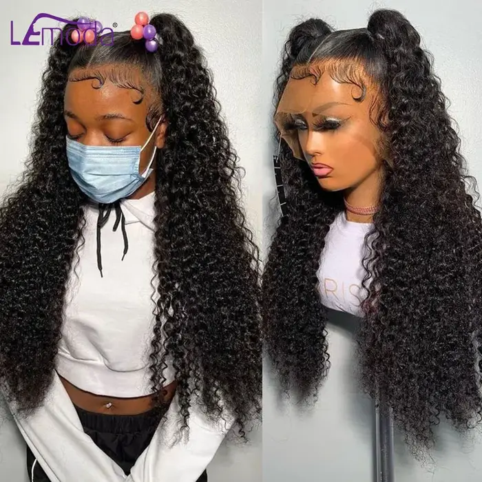 Paquets de cheveux humains de vague bouclée avec fermeture frontale de dentelle transparente HD