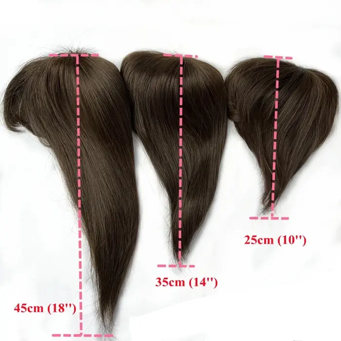 Clip en cheveux humains Topper avec frange Extensions