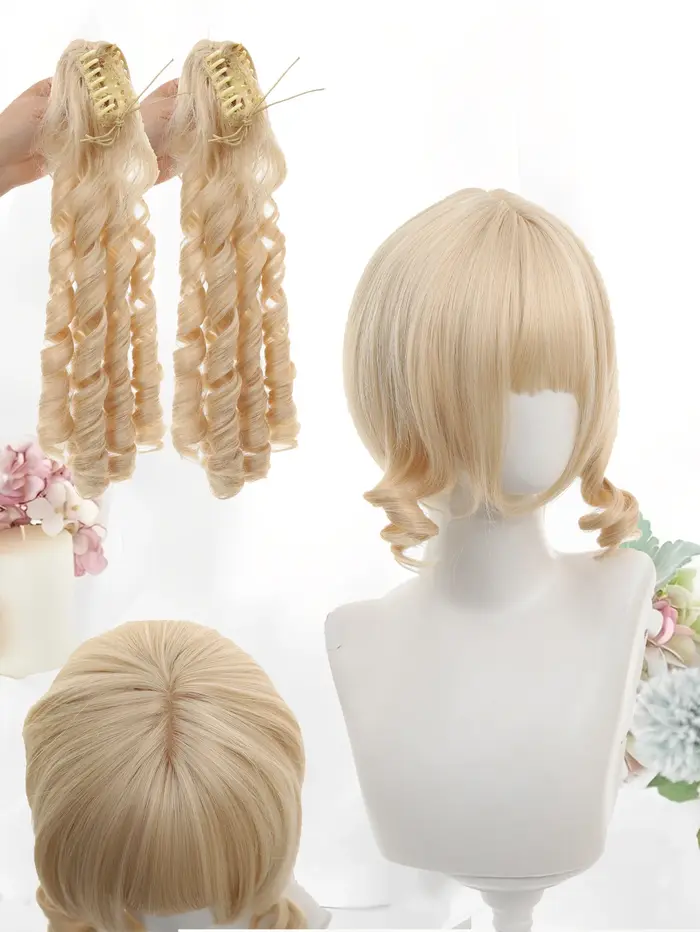 OLACARE naturel Blonde jaune longs ondulés perruques de cheveux synthétiques avec frange femmes vague de corps Afro