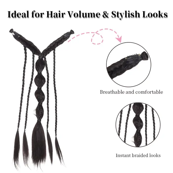 Extensions de cheveux tressés style elfe à demi-tête avec pinces BB