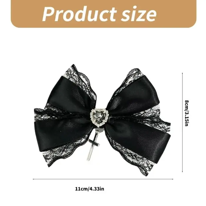 77He en dentelle cheveux coulins noirs Clip coiffure Clip Clip Balletcore