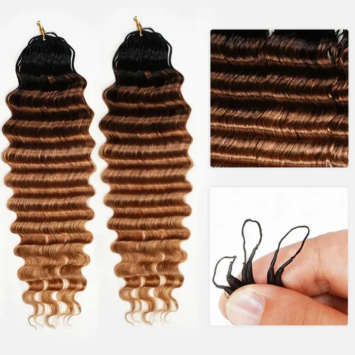 Extensions de cheveux au crochet pré-séparées 1b/ # 4/ # 27 Ombre Blonde Color Deep Wave Protective Style Miracle Knots Human Hair