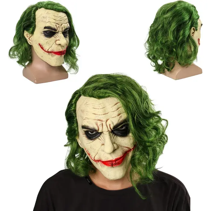 Perruque Complète de Cosplay avec Cheveux Verts, Masque d'Halloween Amusant, Accessoires de Costume