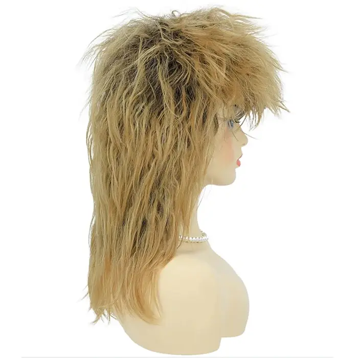 HAIRJOY cheveux synthétiques 80s Tina Diva Costume perruque pour femmes grand blond Rocker taureau perruques Glam Punk