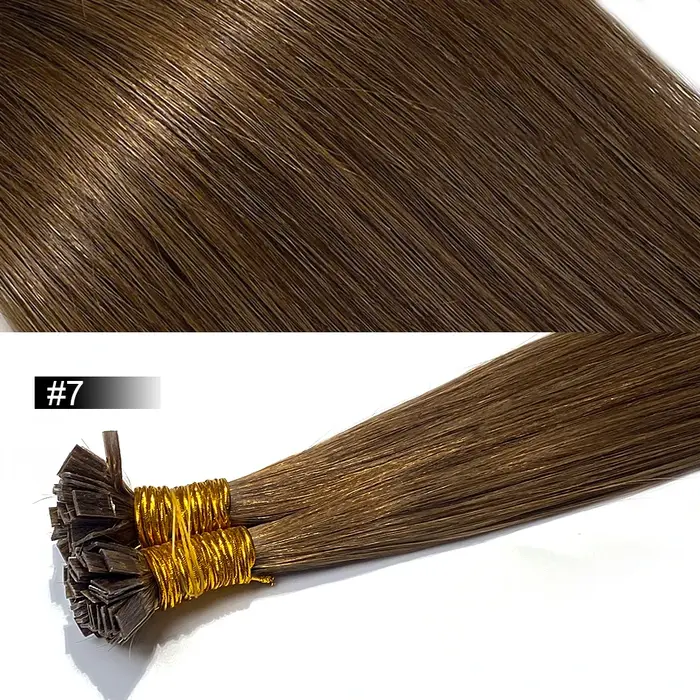 Extensions de cheveux humains à pointe plate en kératine
