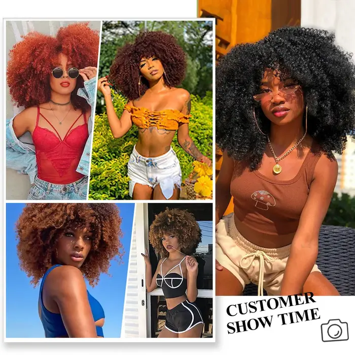 Perruques Afro Synthétiques Courtes pour Femmes Noires