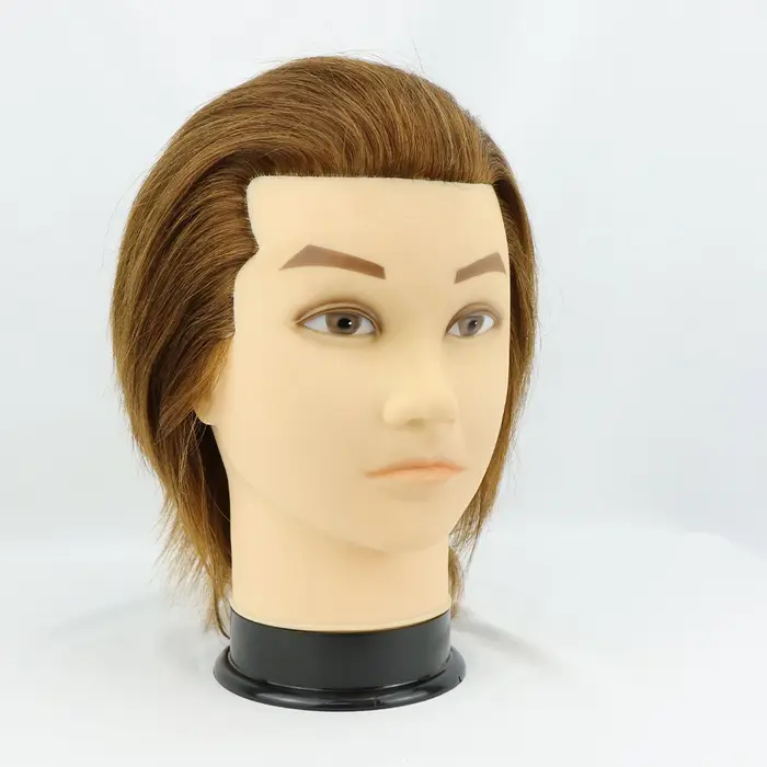 100% mâle réel cheveux humains Mannequin pratique formation tête avec barbe pour couper coiffure Man