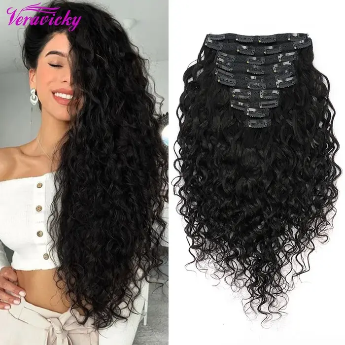 Veravicky-Extensions de Cheveux Naturels Européens Remy Ondulés à réinitialisation