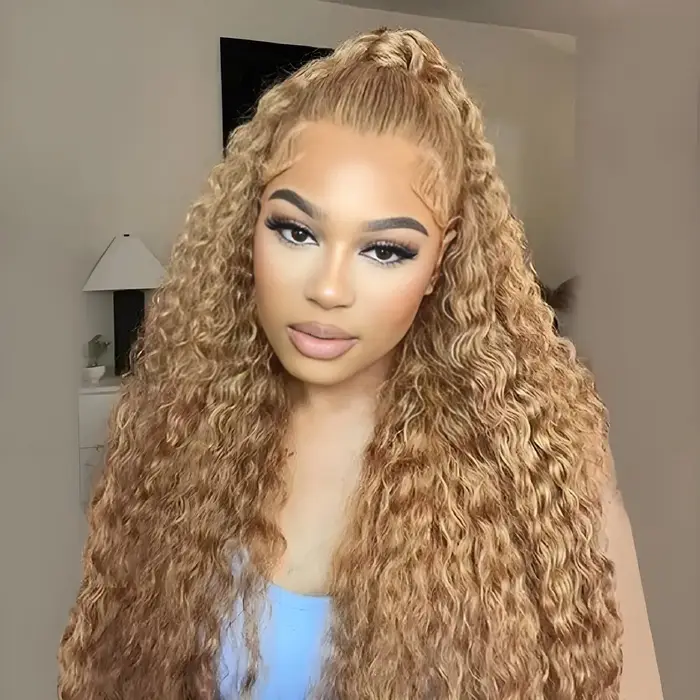 Perruque Lace Front Wig naturelle Remy, cheveux humains, blond miel 200%, 13x4, 13x6, HD, Deep 4x4, 