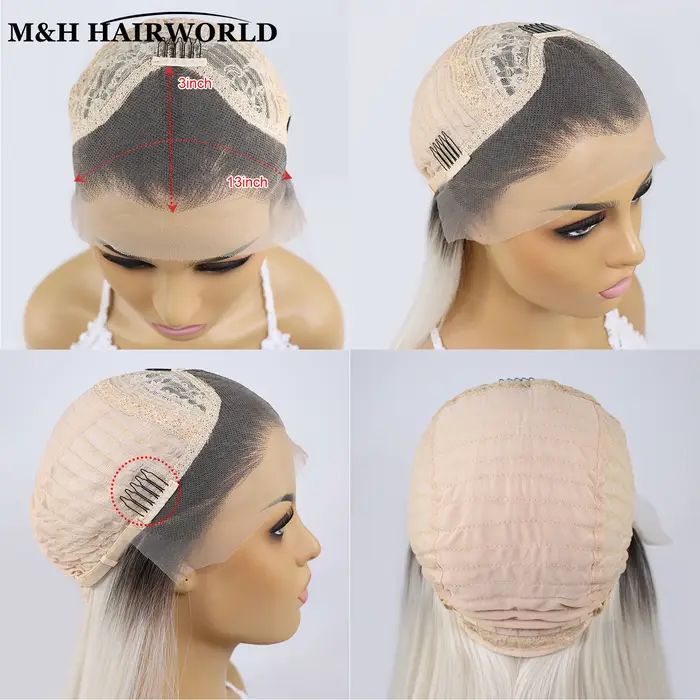 13X3 sans colle frontale dentelle perruques pour femmes longs ondulés cheveux synthétiques