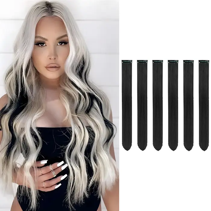 6 extensions de cheveux à clipser