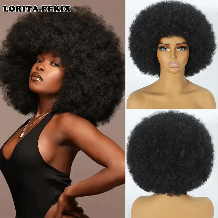 Perruques Afro bouclées des années 70 pour femmes noires, perruque Afro douce synthétique, perruque 