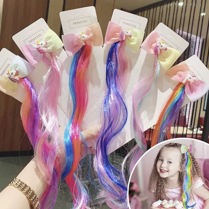 Perruques Queue de Cheval Colorée pour Fille