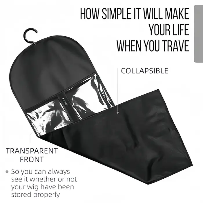 Sac de rangement pour perruque avec support de cintre