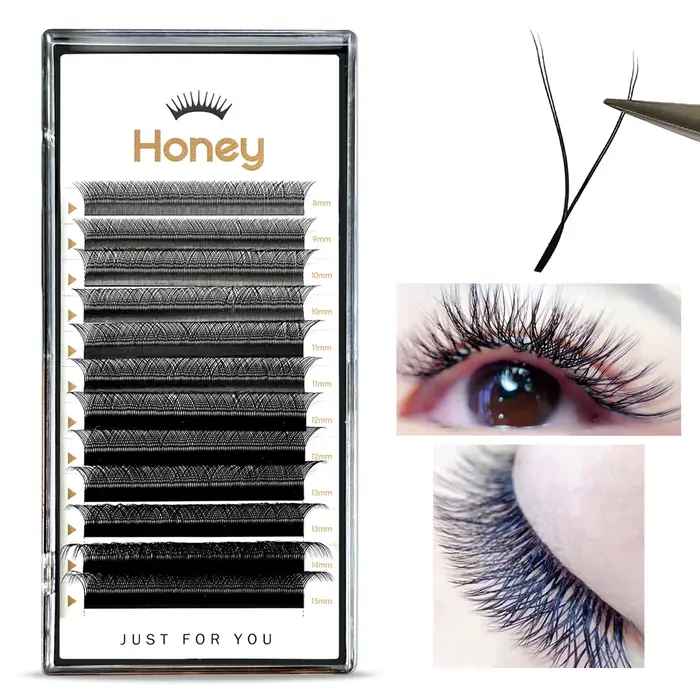 Extensions de cils en forme de YY, cils au miel, noir mat, 0.05 0.07 8-15mm