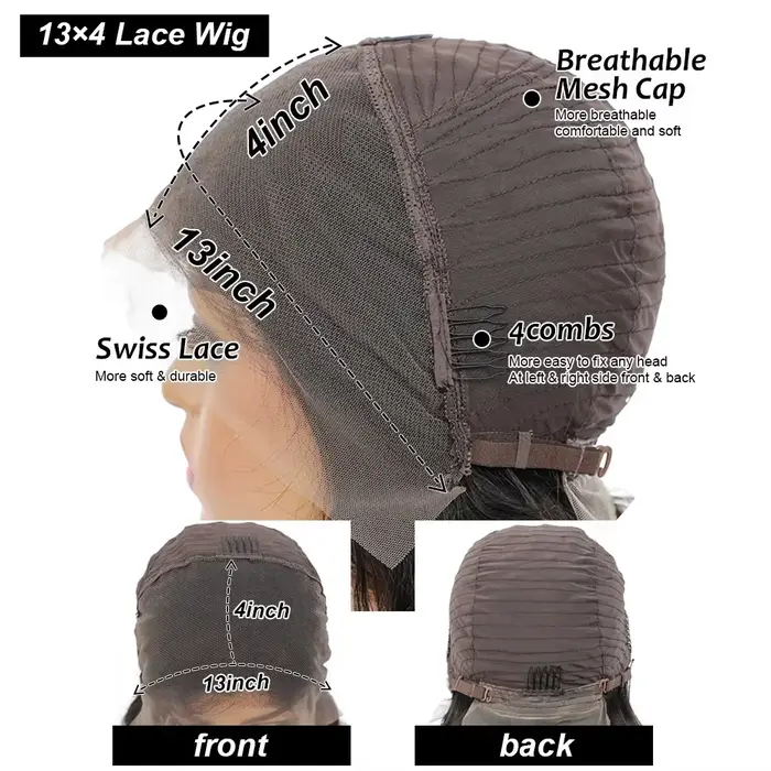 Perruque PixieCut en Cheveux Humains 13x4 Bouclée Rose Courte