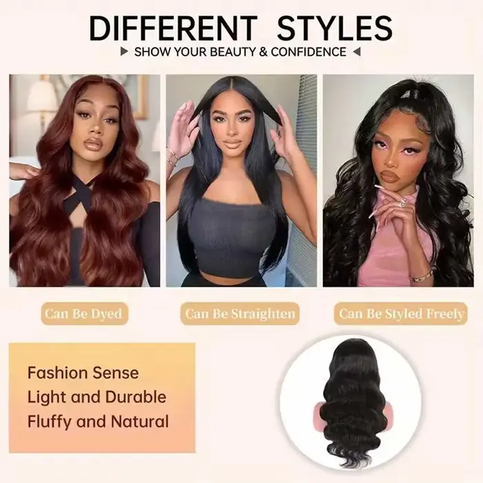 Perruques de cheveux humains ondulés sans colle de 40 et 42 pouces